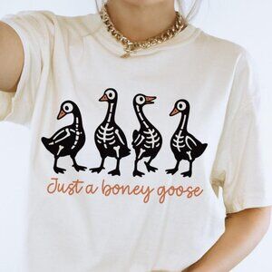 Goose Halloween Tee, Skeleton Goose Tee, Spooky Goose  Tee